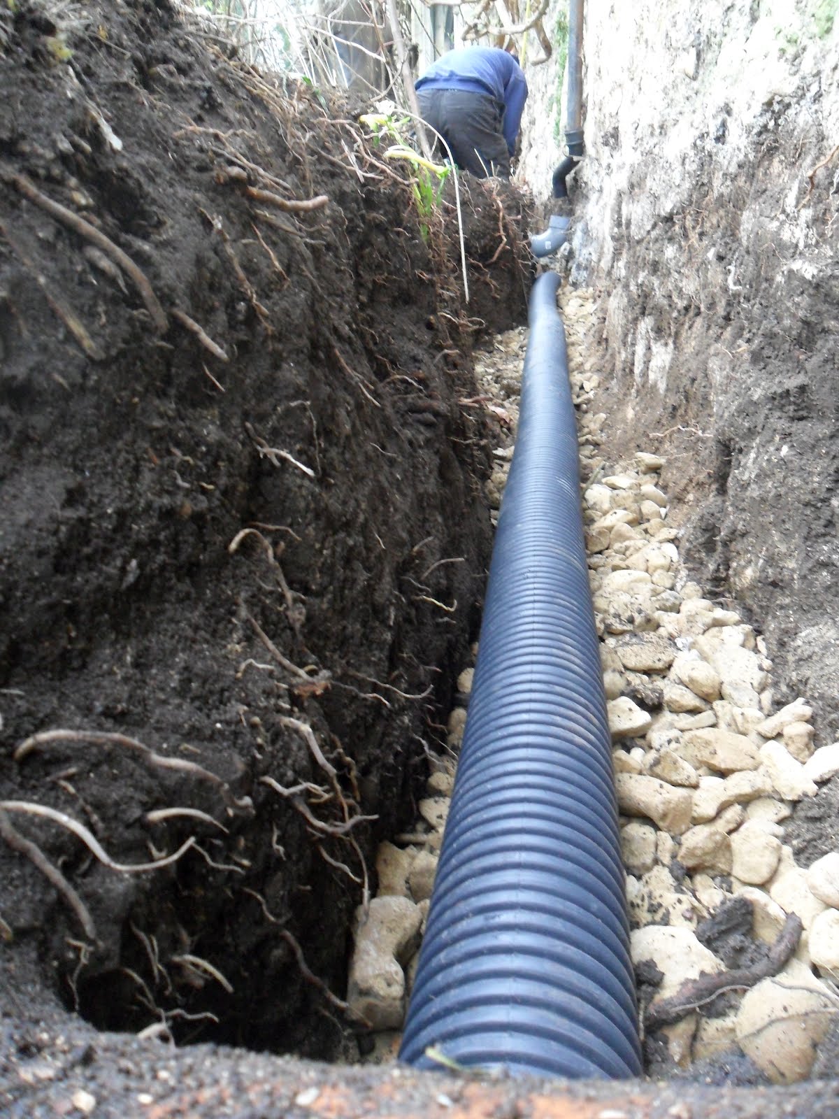 drain pipe pipes underground perforated french construction broken return gardeners worcester college 2009 connected tomorrow continue replacement piece team