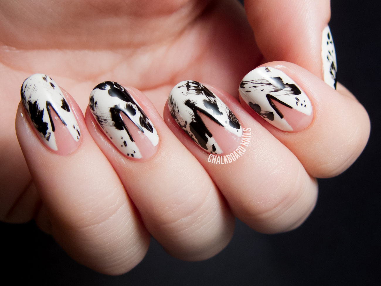 Inky Donna Karan inspired nail art by @chalkboardnails