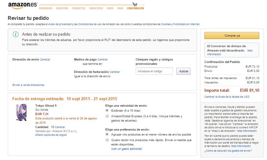 amazon envio estandar