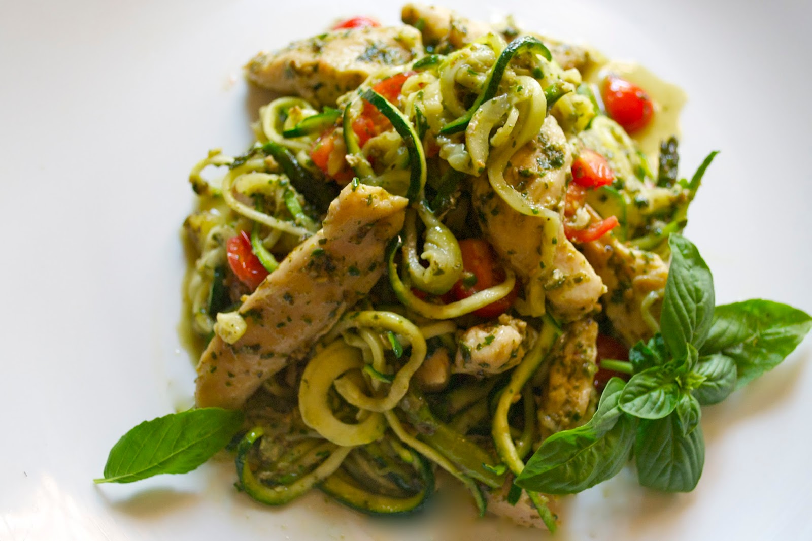 Paleo and Dirty Dishes! Zoodles and Pesto