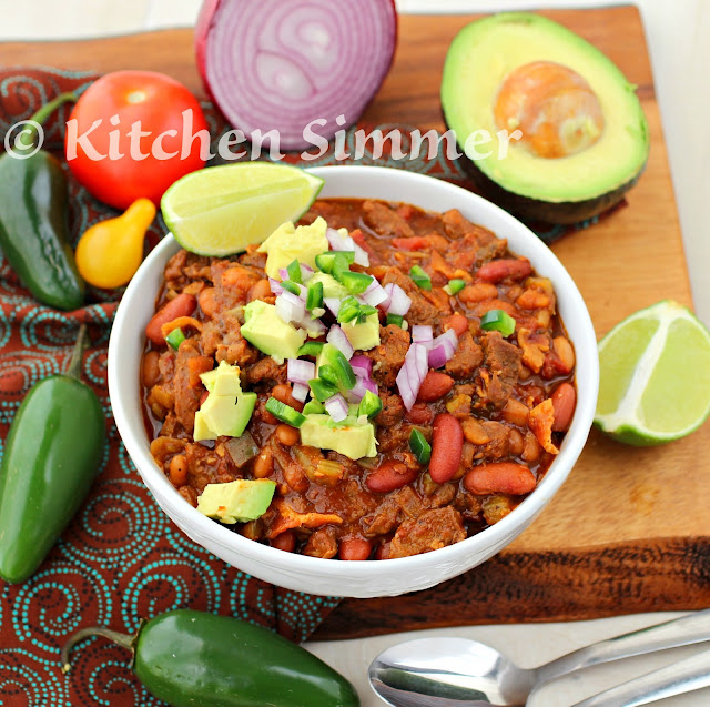 Kitchen Simmer Beef Bacon Bean and Chipotle Pepper Chili