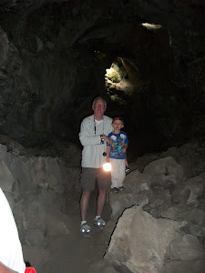 Logan with Uncle Paul in the "Lava Hole"