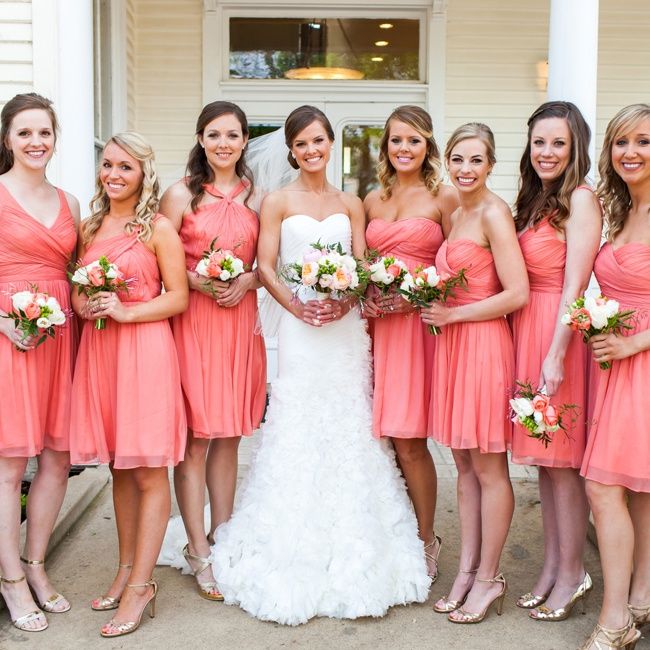 Love Coral, Enjoy Life Same Color Different Style Bridesmaids Dresses Idea