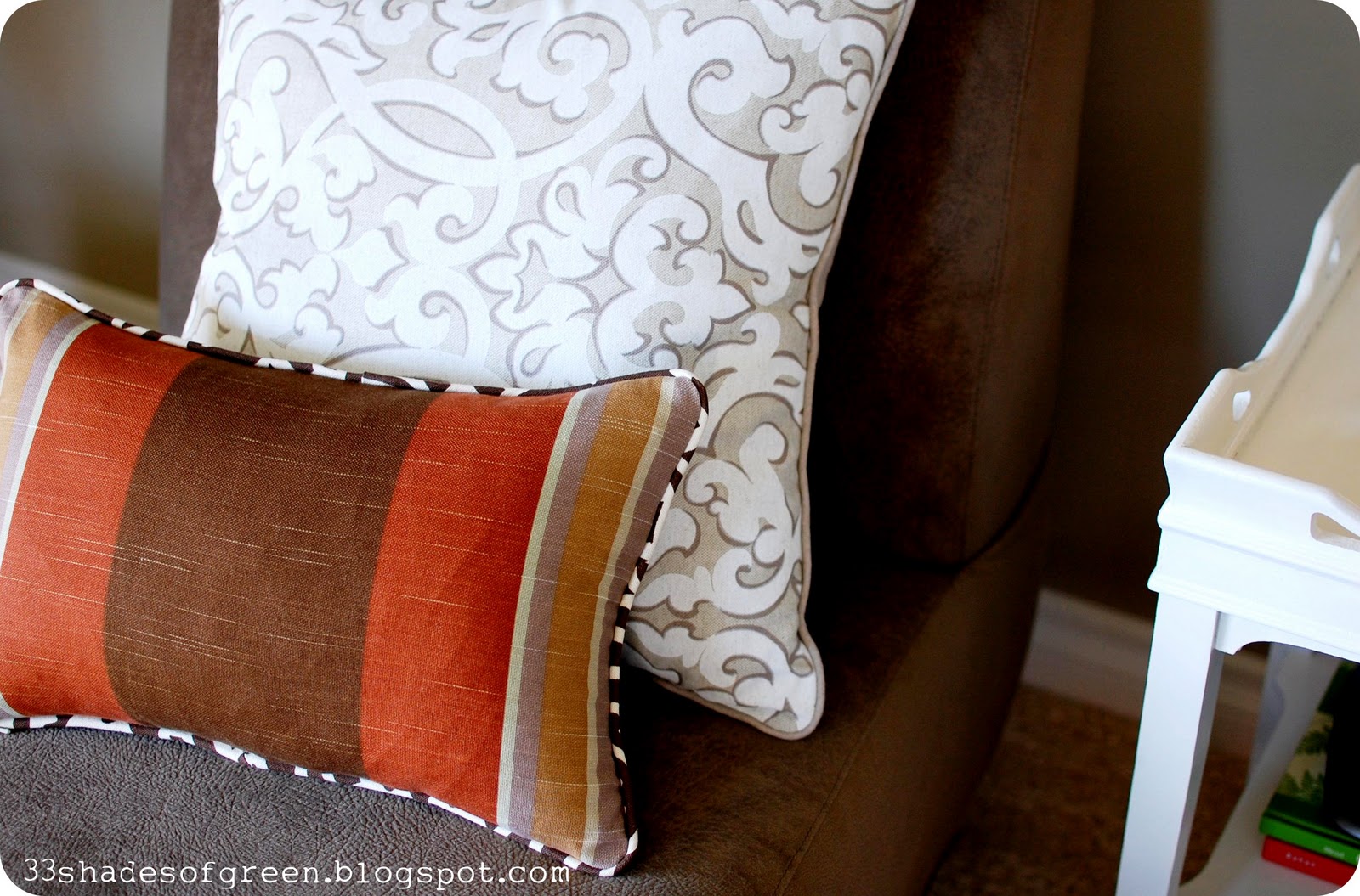 33 Shades of Green Pillows, Piping, & Zippers..oh my!