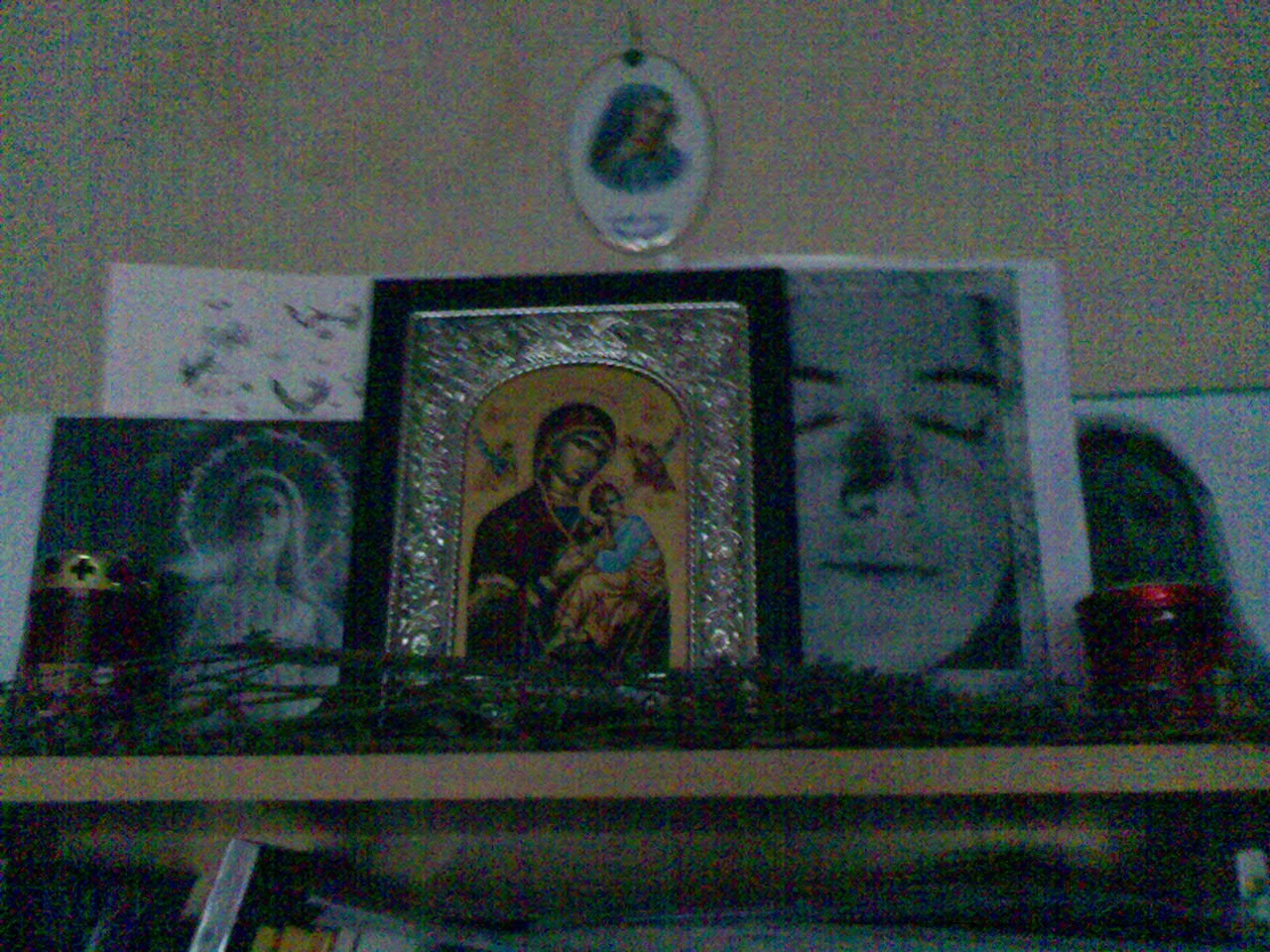 Olivia Maria Marcov's holy icons upon my book-shelves. My icons