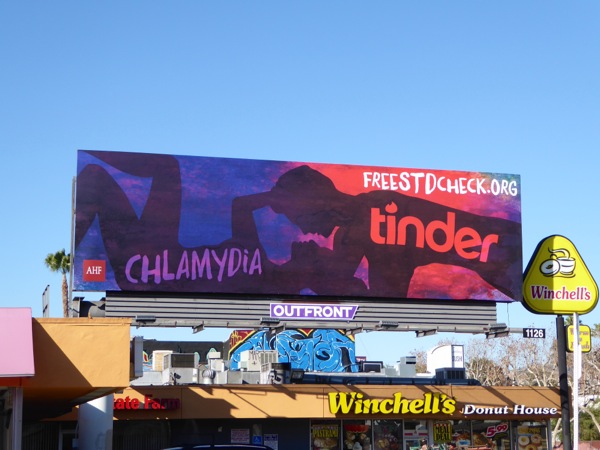 Chlamydia Tinder AHF Free STD check billboard Chlamydia Tinder AHF Free STD check billboard