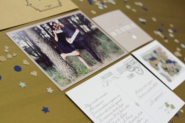 invitaciones de boda originales postal con foto hermanas bolena