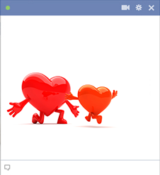 Heart icons running for a hug