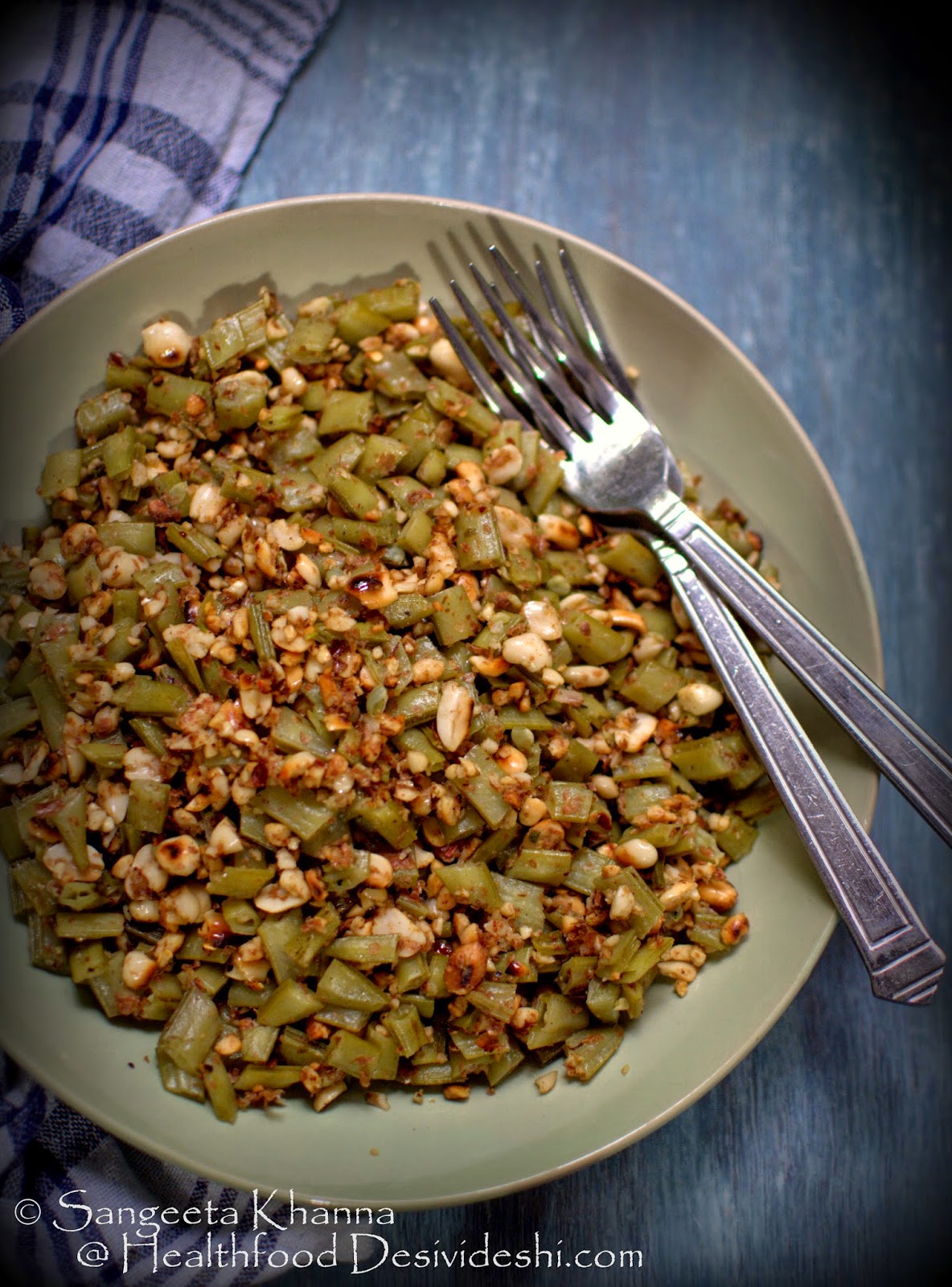 everyday subzi: guar moongphali ki sookhi subzi | cluster beans and peanuts stir fry
