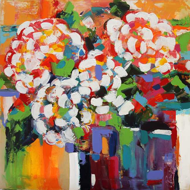 Texas Contemporary Fine Artist Laurie Pace Abstract Flower Painting