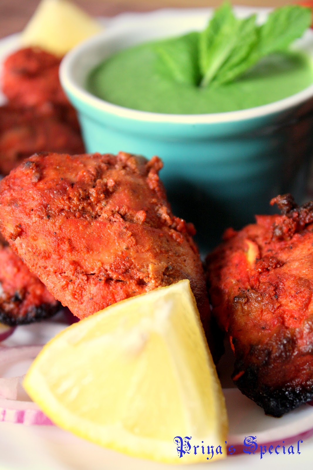 Cook like Priya Grilled Chicken Tikka with Mint Chutney