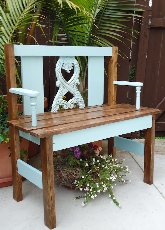 Garden Bench using old chair remnants - SOLD