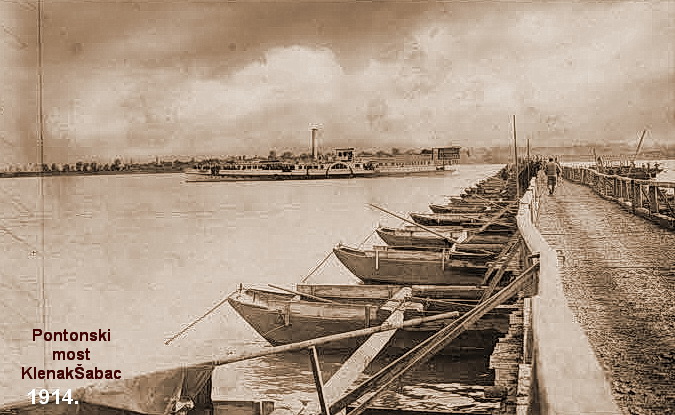 Austrougarski pontonski most na Savi  Klenak - Šabac 1914.