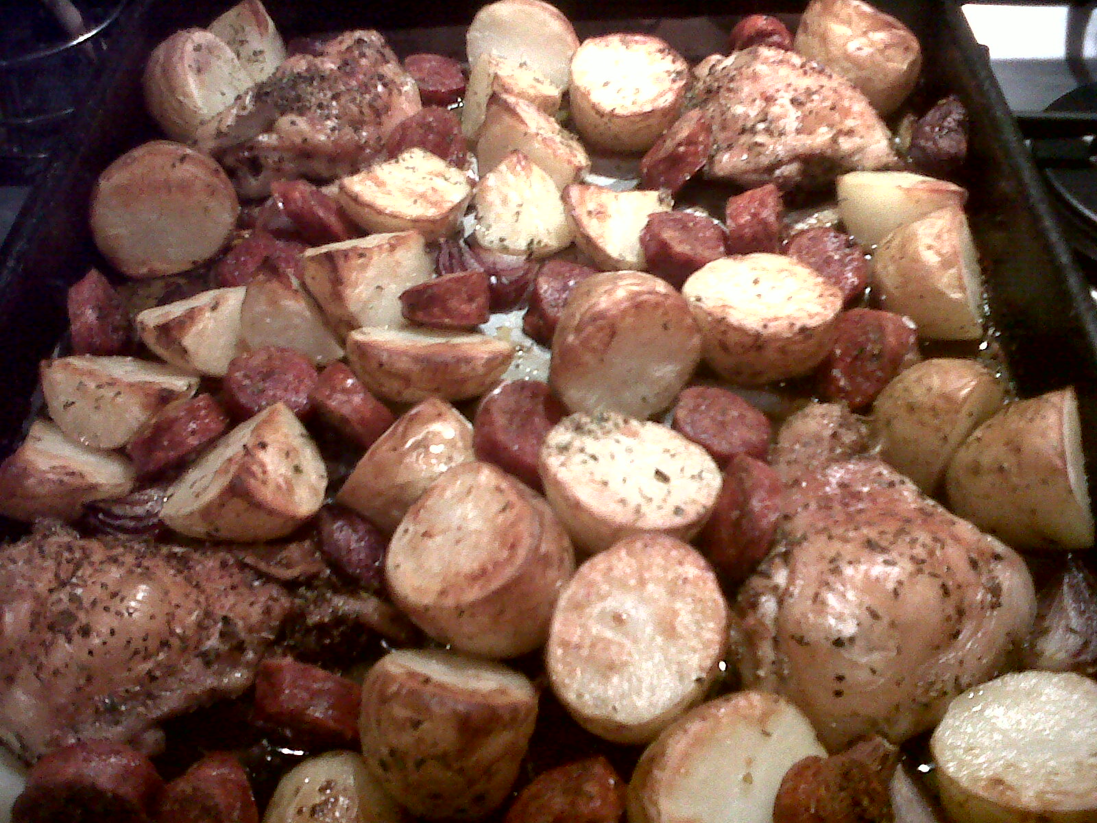 Amarcord Chicken, Chorizo and Potato Tray bake (Nigella Lawson) with