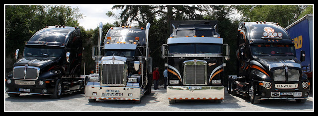 North American trucks parked near Francueil village near Blere, France North American trucks parked near Francueil village near Blere, France