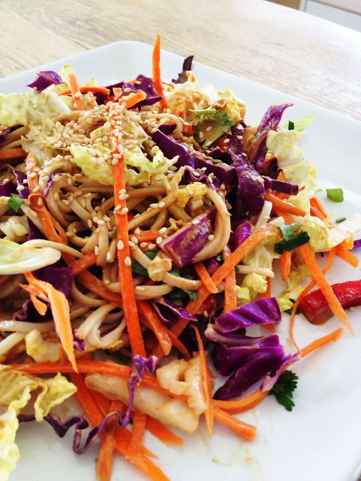 nutritarian recipe box: Asian Crunch Salad with Spicy Peanut Dressing