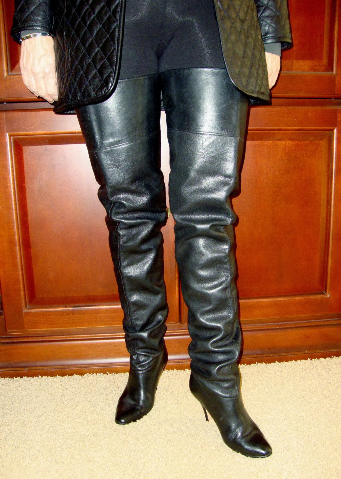 crotch high leather boots