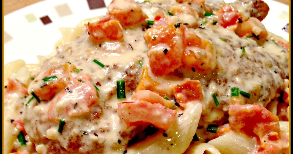 Utah Munchies Herb Crusted Chicken and Pasta in Tomato Basil Cream Sauce
