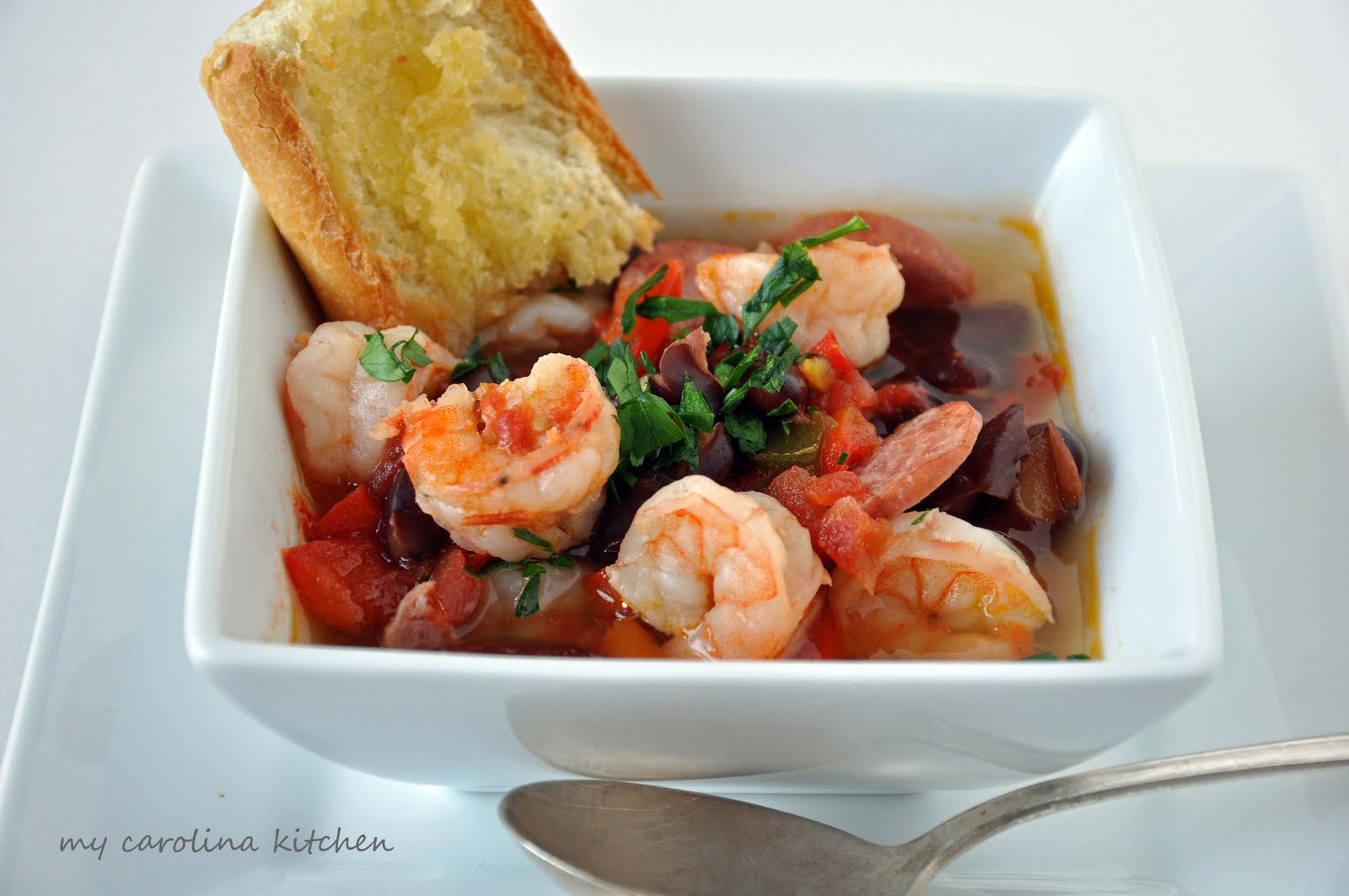 My Carolina Kitchen Shrimp and Sausage Stew with a Creole Flair