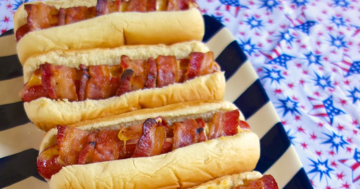 Food and Everything Else Cheesy Bacon Wrapped Hot Dogs