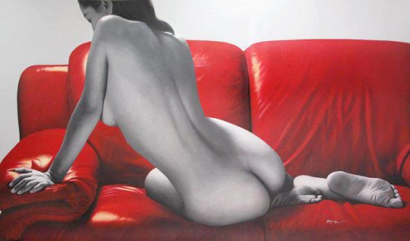 Juan Carlos Manjarrez pinturas hiper-realistas retratos e nudez preto e branco