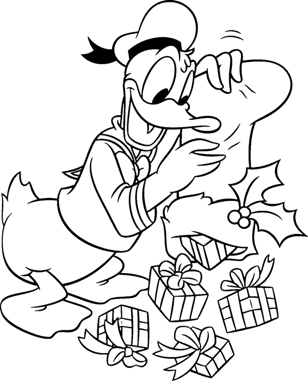 Disney Christmas Coloring: coloring Donald gifts title=