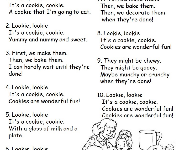 Enjoy Teaching English BARNEY THE COOKIE SONG (printable)