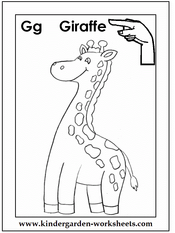 Kindergarten Worksheets: ASL coloring pages - Alphabet G Kindergarten Worksheets: ASL coloring pages - Alphabet G