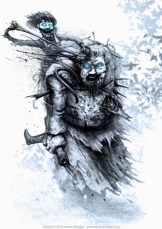 O inverno chegou - Game of Thrones encontra The Walking Dead nas ilustrações de Austen Mengler Austen Mengler lordnetsua deviantart ilustrações fantasia terror game of thrones white walkers zumbis the walking dead