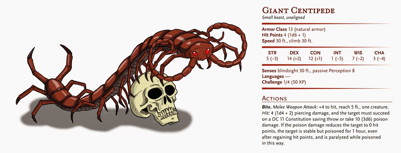 d d basic monsters giant centipede d d 5e small size