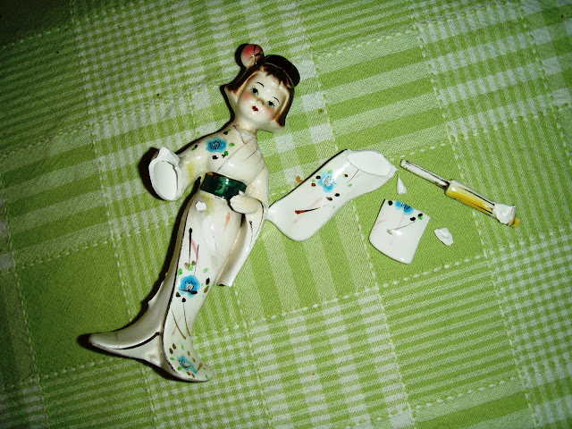 vintage deco vintage deco broken statue little geisha
