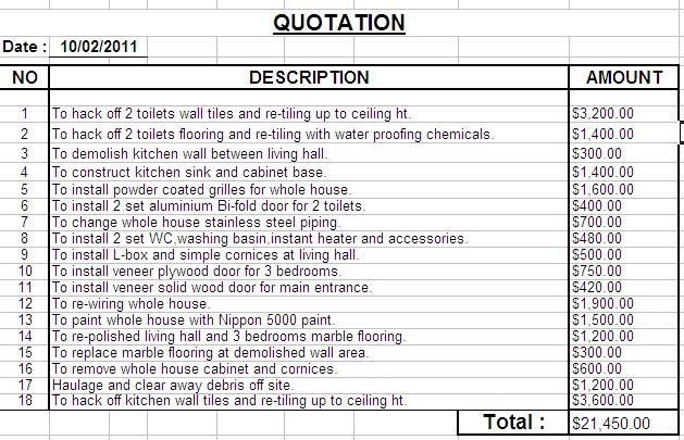 从心开始, 知足让开心变简单 Contractor�s Quotation