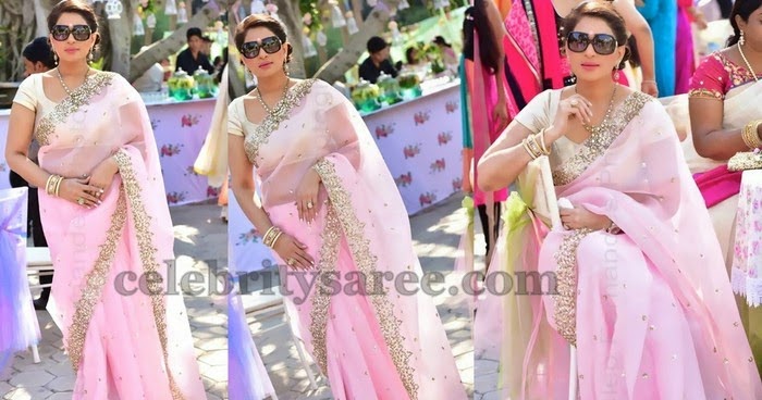 shreedevi chowdary pink organza sari saree blouse patterns designer blouses for organza sarees