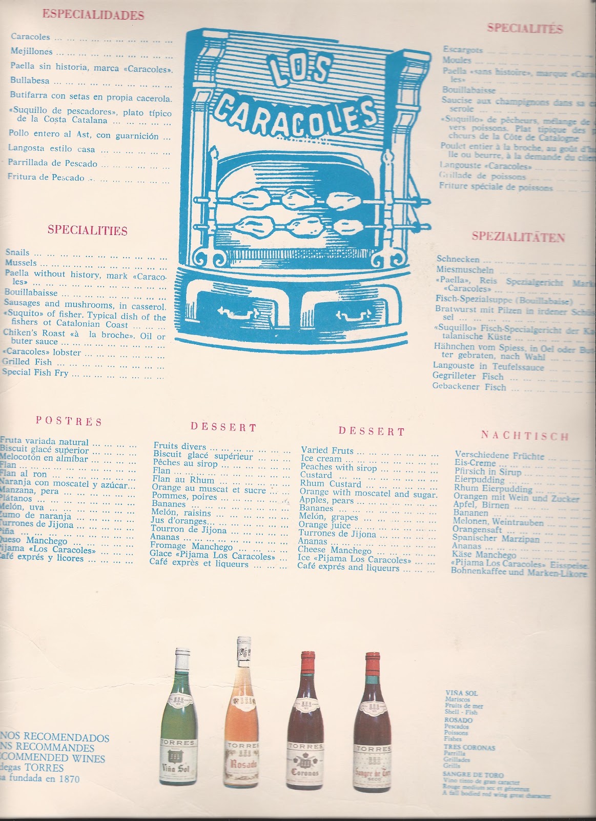 Chris Suhr's Menu Collection: Los Caracoles, Barcelona