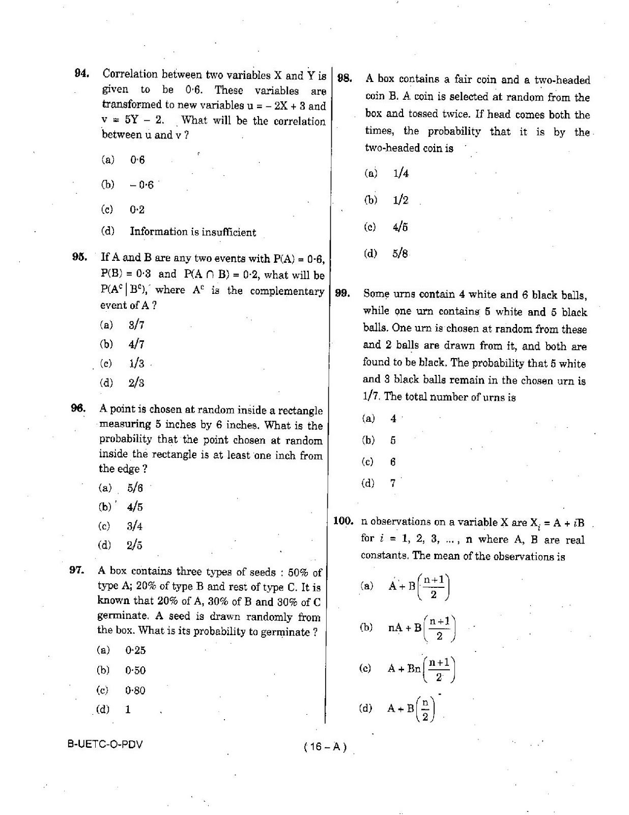 2015 UPSC Mathematics Question Paper UPSC 2015 Mathematics Question Paper