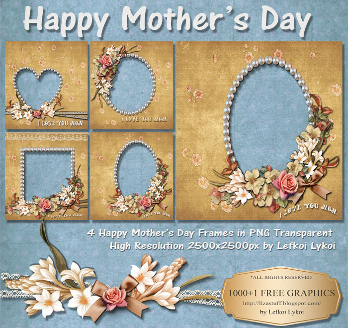 1000+1 FREE GRAPHICS 4 Happy Mother's Day Frames in PNG Transparent