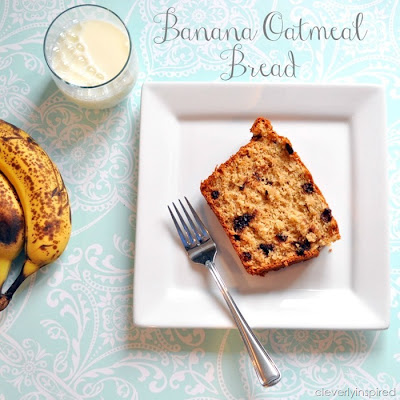 Banana Oatmeal Bread from Cleverly Inspired banana bread, recipe, oatmeal, milk
