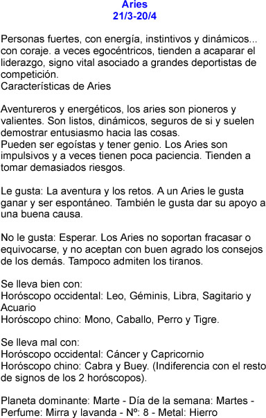 Aries caracteristicas Aries caracteristicas
