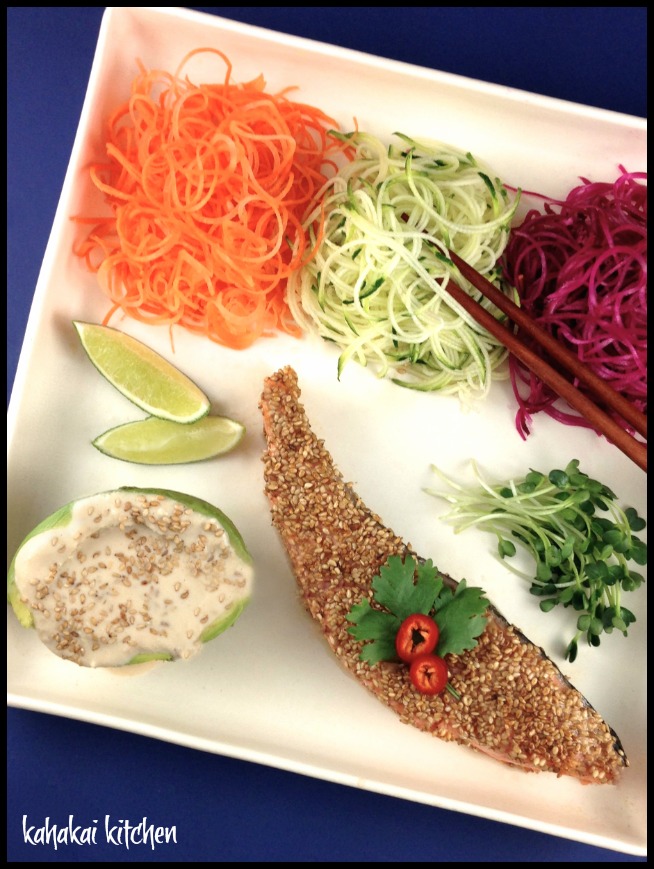 Kahakai Kitchen Jamie Oliver's Sesame Seared Salmon with Tahini