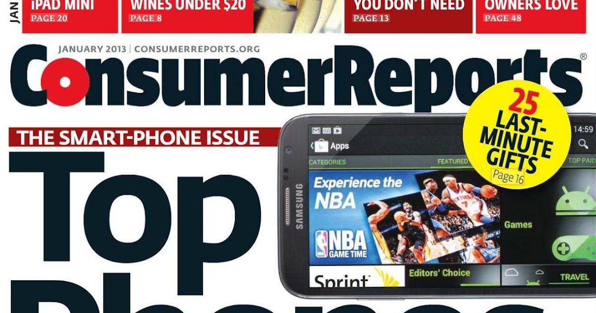 Consumer Reports January 2013 The SmartPhone Issue Non Stop Free