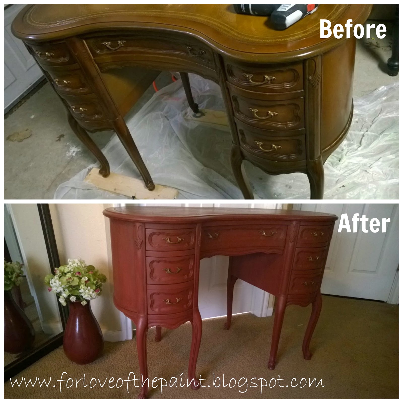 For Love Of The Paint Before And After Antique Kidney Shaped Desk