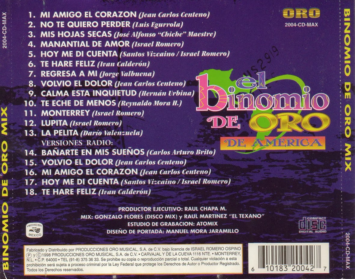 binomio de oro de america binomio mix 1998 caratulas binomio de oro de america binomio mix 1998 caratulas