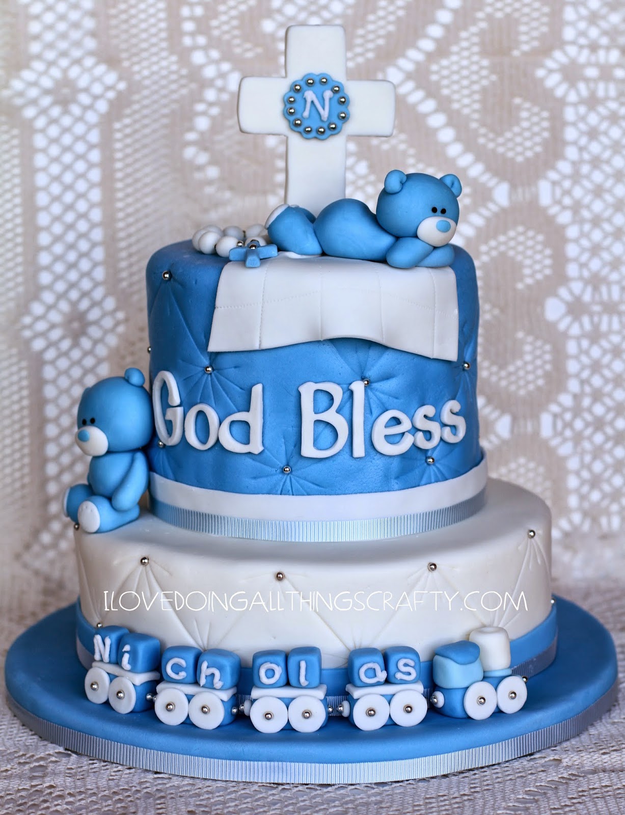 I Love Doing All Things Crafty Baptism Cake