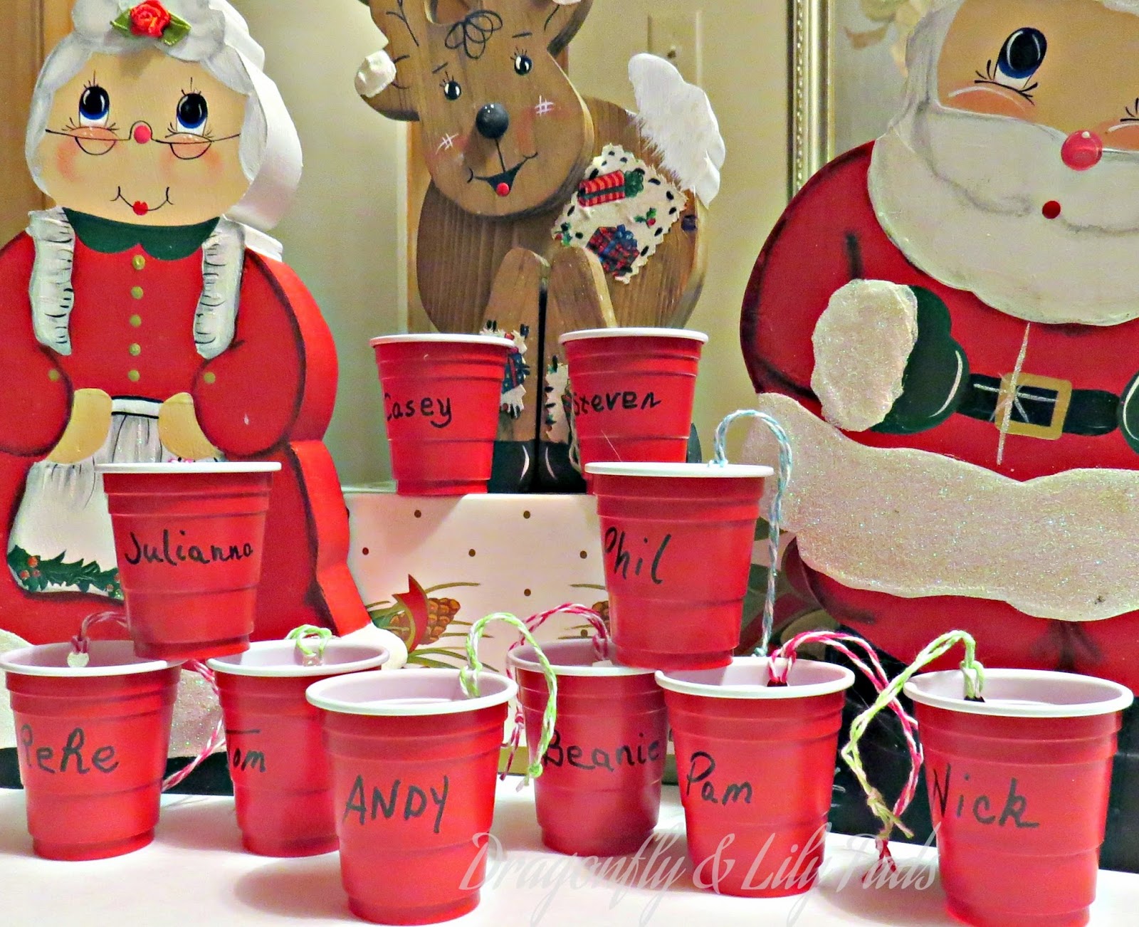 Red Solo Cups Ornaments, Reindeer, Santa Claus, Mrs Claus, Gift Box