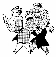 Cartoon women shopping