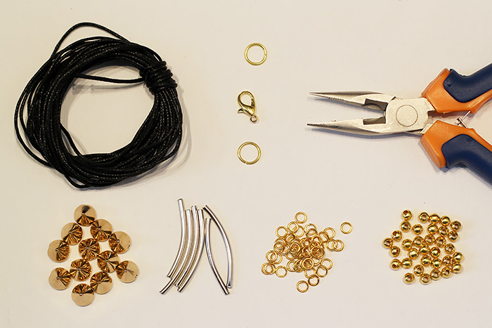 diy layered bracelet, wrapped bracelet tutorial, beads, spikes, cord