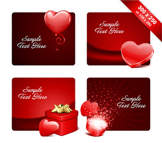 バレンタインデー カード テンプレート Heart valentine day romantic elements イラスト素材1
