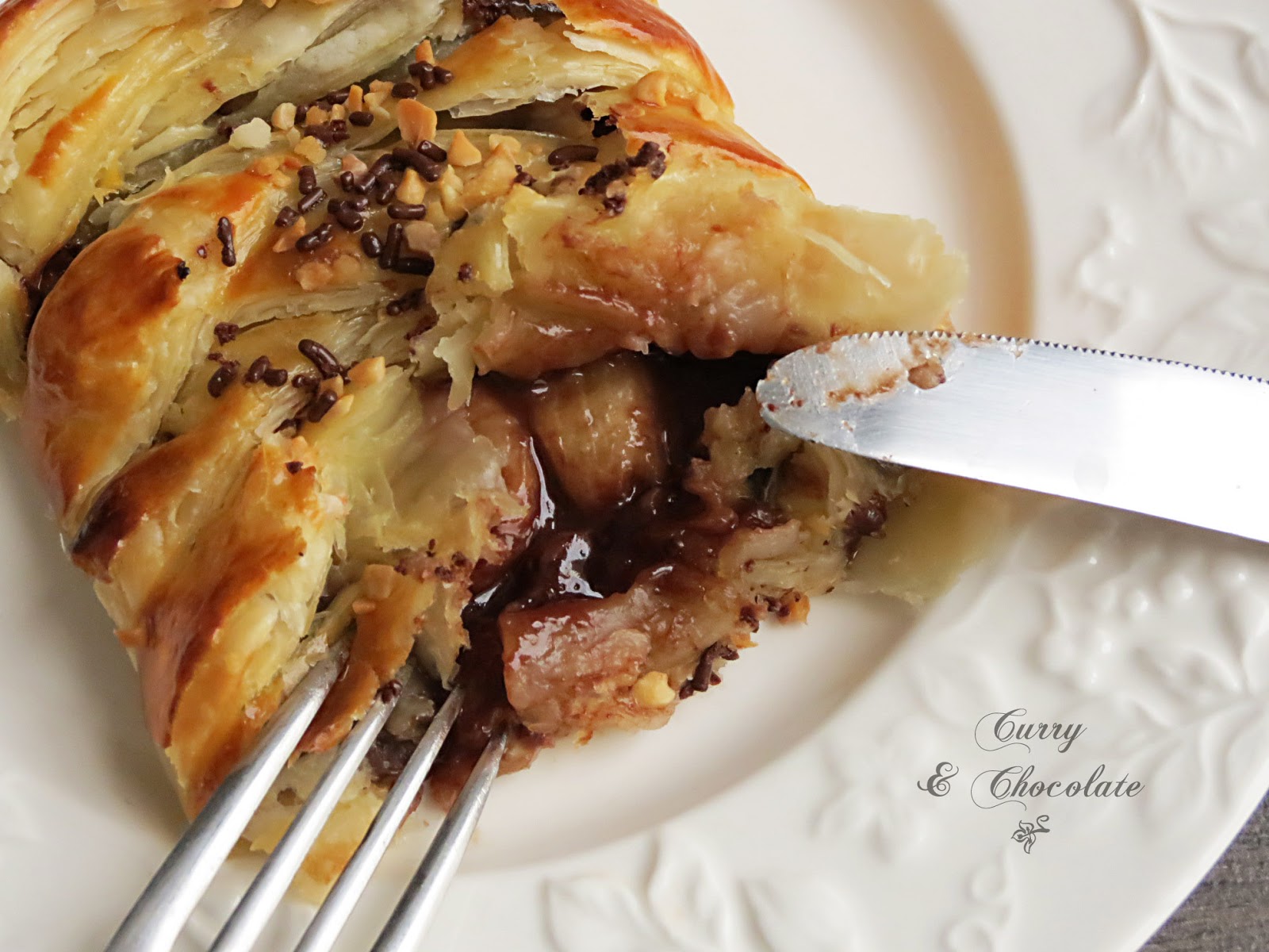 Trenza de Nutella y plátano – Nutella banana puff pastry braid Trenza de Nutella y plátano – Nutella banana puff pastry braid