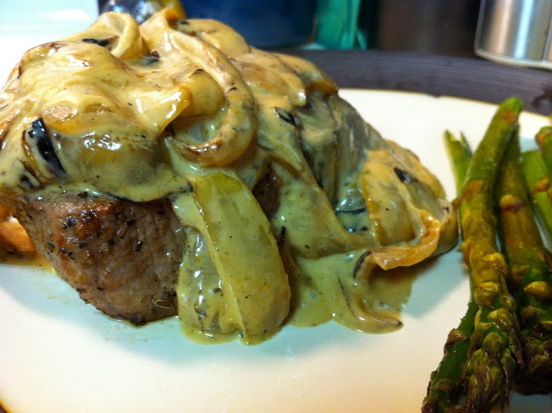 you should make this Steak with OnionBleu Cheese Sauce