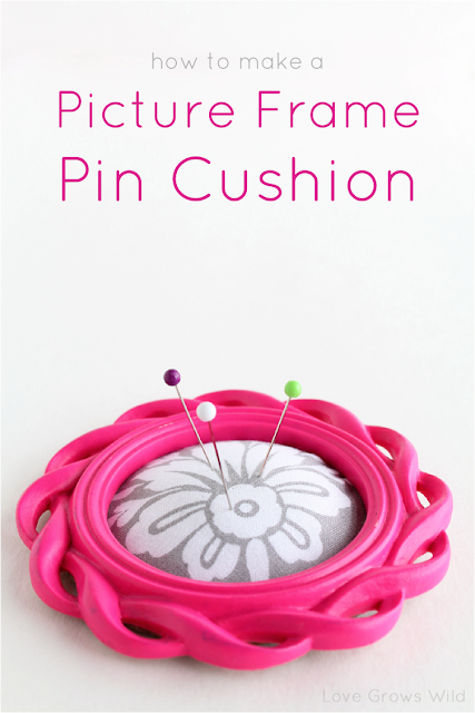 How to Make a Picture Frame Pin Cushion - a simple project to help keep your pins in check while you sew! via www.LoveGrowsWild.com #diy #tutorial 